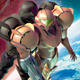 Metroid Prime 3's cover art, with Samus and Dark Samus